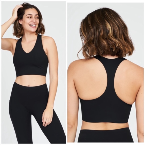NEW SPANX Longline Medium Impact Sports Bra In Black Size Medium - Picture 2 of 9